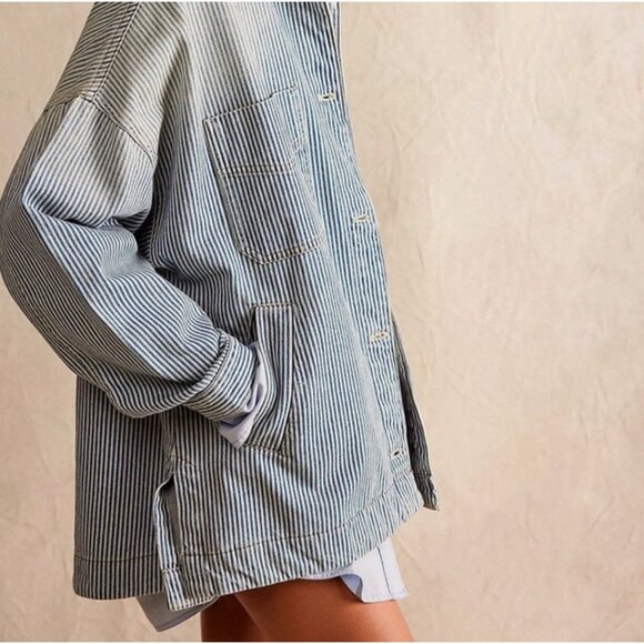 Free People We The Free Madison City Jacket at Free People in Railroad Stripe XS - Picture 3 of 6